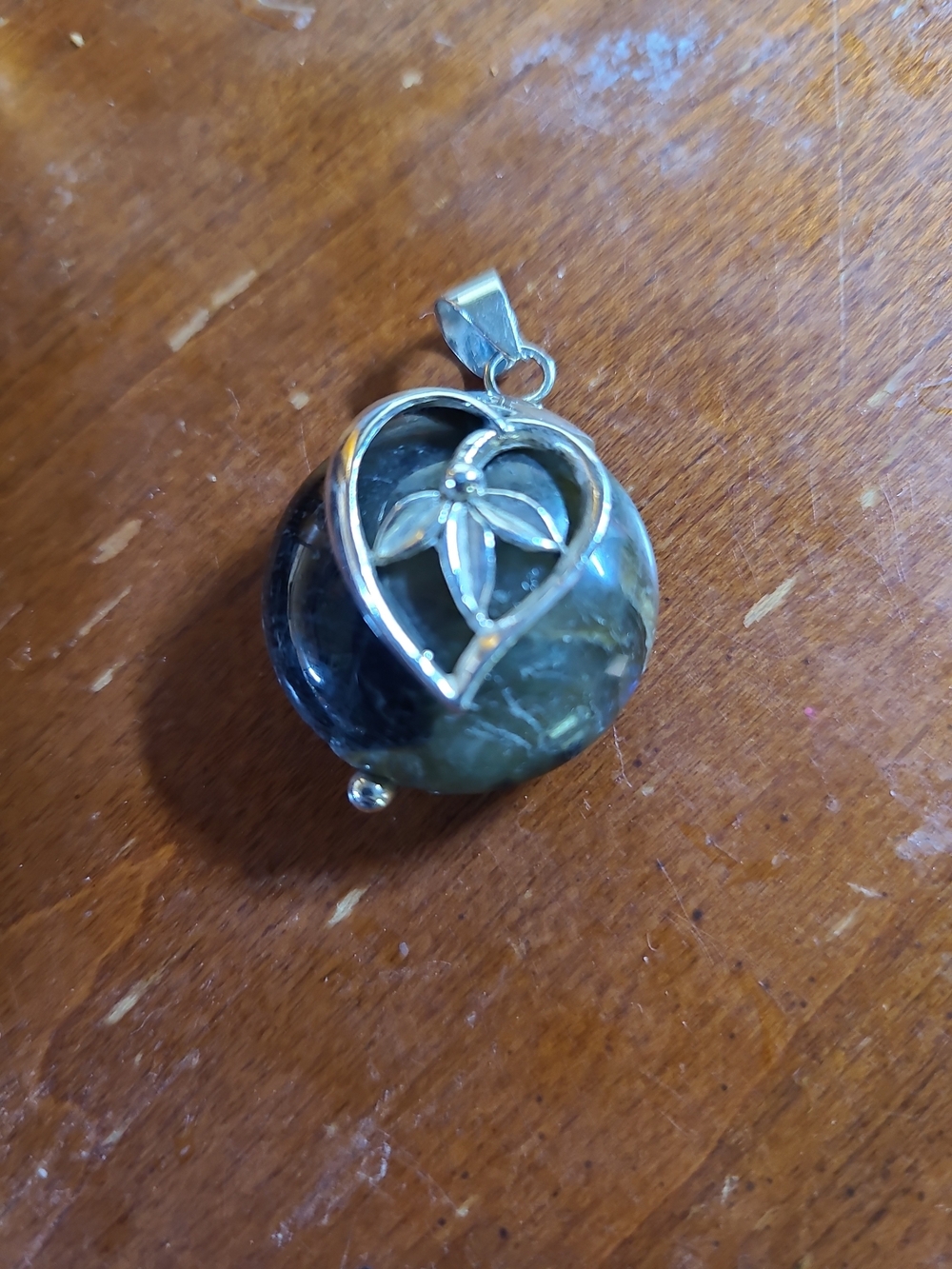 Sterling Silver and Seraphinite Stone Pendant